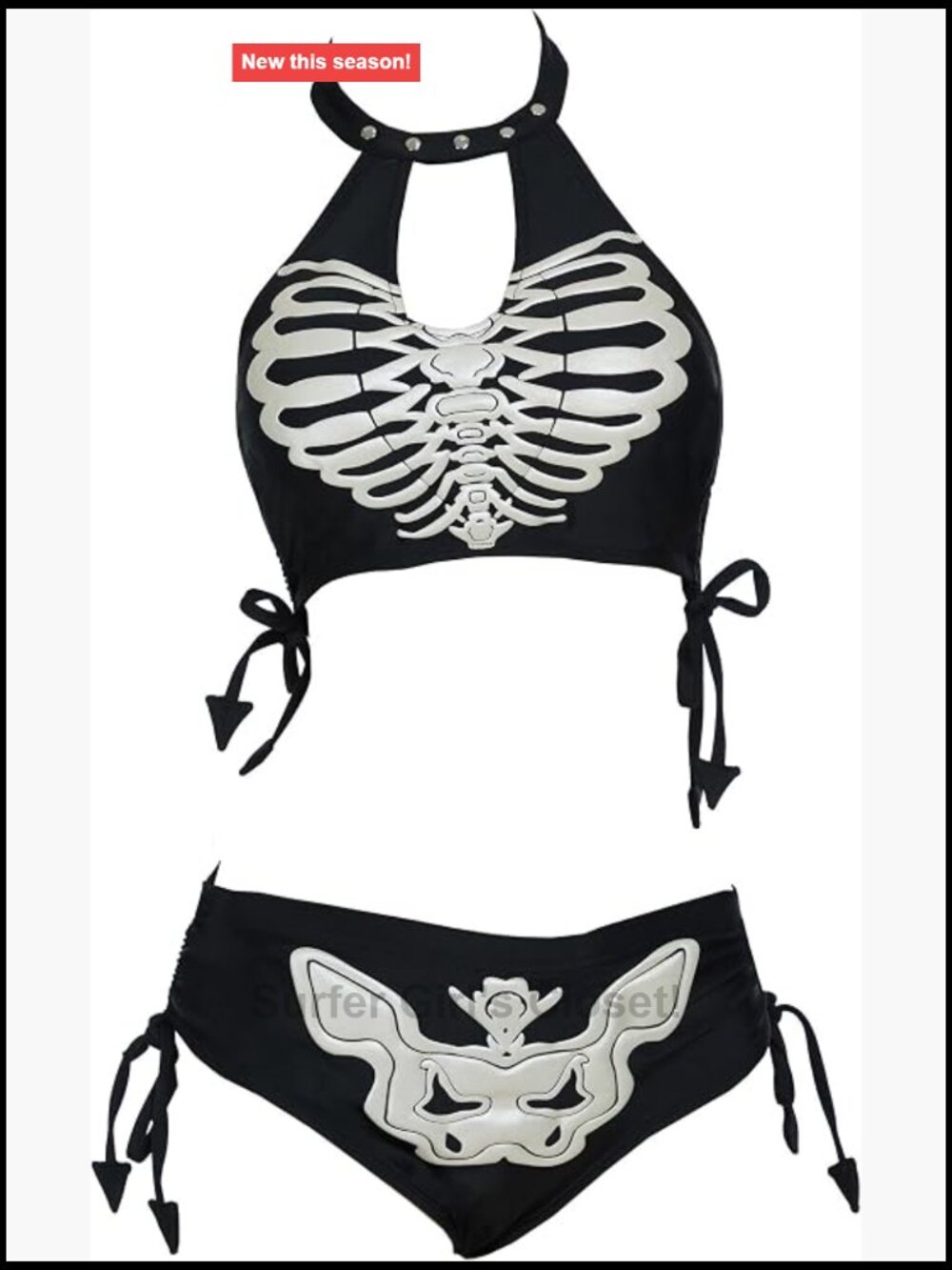 Gothic Skull Print Bikini Set High-Quality Polyester Spandex Swimsuit